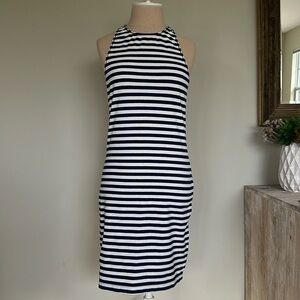 Hollister navy and white striped super racerBack bodycon tank dress large